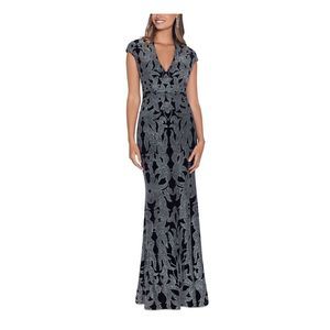 BETSY & ADAM Womens Black Cap Sleeve Full-Length Formal Gown Dress Petites 10